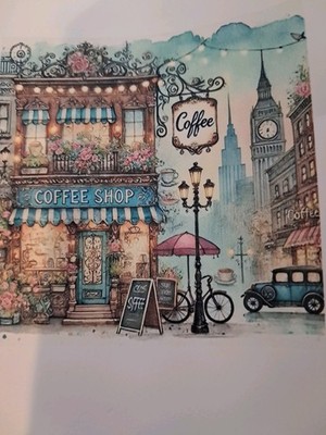 Stamped Cross Stitch Coffee Shop 11ct 50x50cm 40 Colors Toolkit Project Bag DIY