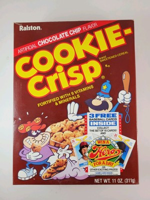 Vintage 1987 Cookie Crisp Cereal Box (Empty) With Baseball Card Promotion