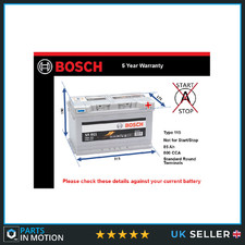 Battery fits AUDI Q7 A2 S3 A7 A5 Q5 TT A8 RS5 S4 S5 TT RS A6 Bosch 115