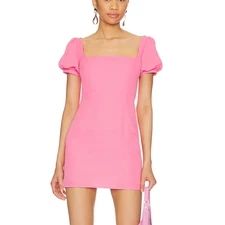 Revolve Pink Peasant Mini Dress XXS Sheath Bodycon Milkmaid More to Come NEW