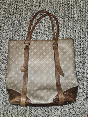 Vintage Carlo Pazolini Brown Leather Tote Bag Zipper Logo Made In Italy RARE