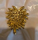 Vintage layered olive Green & Aqua marquis stones Leaf brooch nos — photo 4