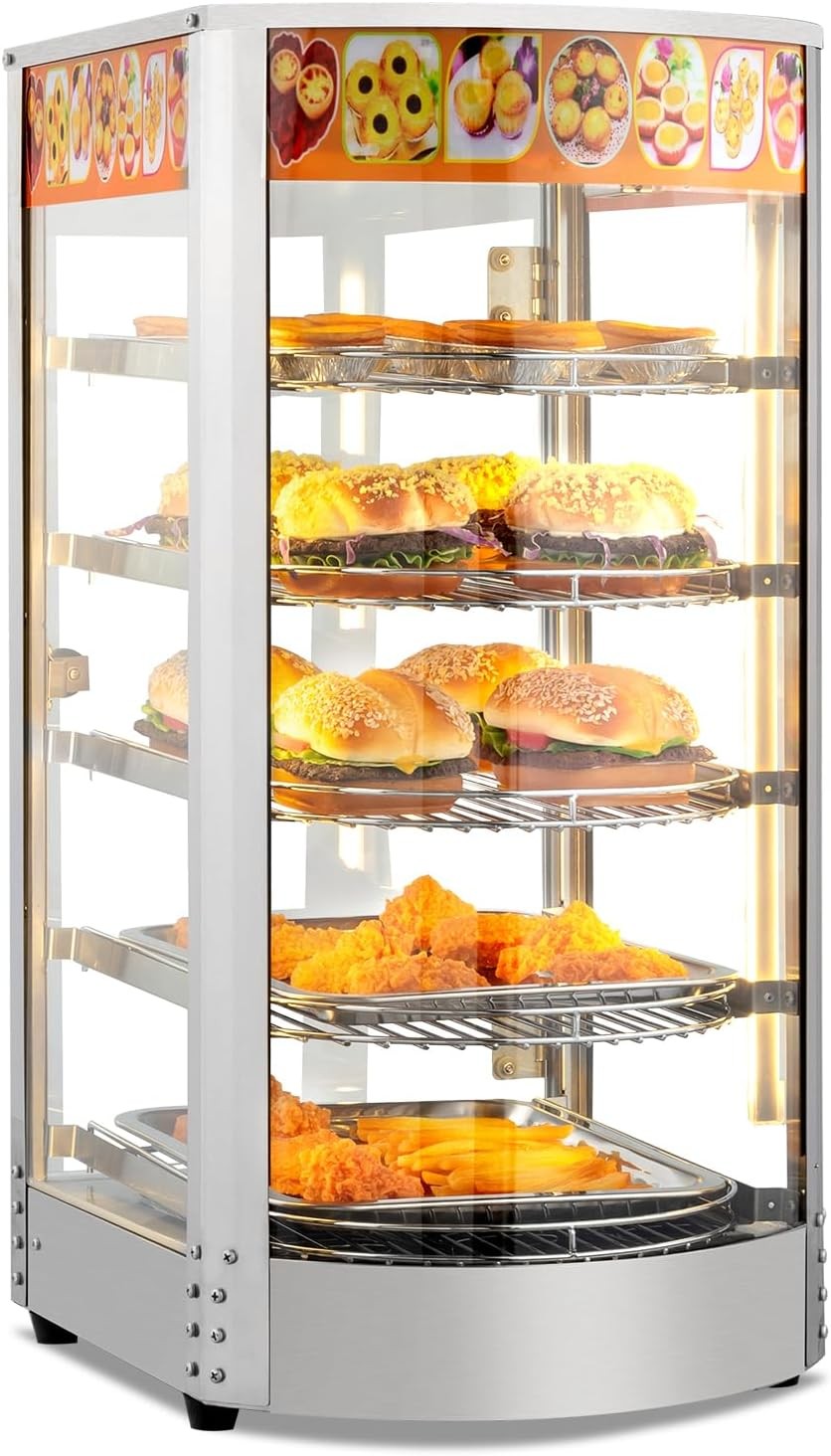 5 Tiers Commercial Food Warmer Display Electric Countertop Pretzel Pizza Warmer