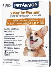 Dog, PetArmor 7 Way De-Wormer for Small Dogs and Puppies 6-25 Pounds 2 count