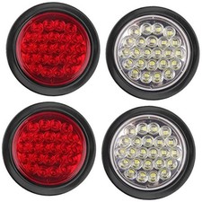 4Pcs 4 Inch Round Led Stop Turn Tail Brake Backup Reverse Lights 24 LED