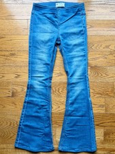 Free People Penny Pull-On Flare Jeans Women's Size 25 Elastic Waist Bell Bottom