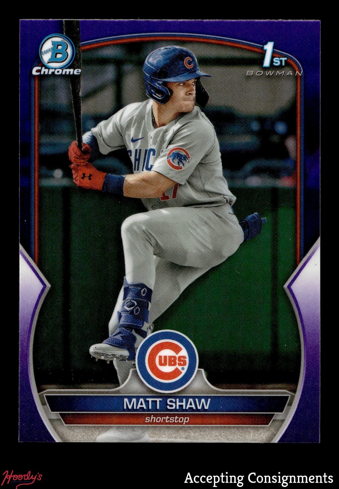 2023 Bowman Chrome Draft Purple Refractor Matt Shaw 131/250 ROOKIE 1st CUBS