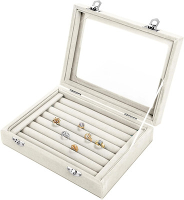 Jewelry Box Rings Organizer Tray 7 Slots Velvet Jewelry Earring Storage Box with
