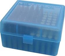 MTM RM-100-24 100 Round Flip-Top Rifle Ammo Box 22-25, 308 W, 243, Clear Blue