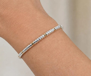 Sterling Silver & 14k Gold Heishi Bracelet | 4mm Designer Mixed Metal