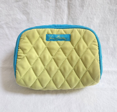 Vera Bradley Key Lime Turquoise Small Quilted Cosmetic Jewelry Toiletry Bag