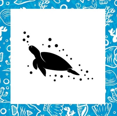 Niedliche Meeresschildkröte, Silhouette Vinyl Aufkleber, Ozean, Meereslebewesen, Tiere 8''