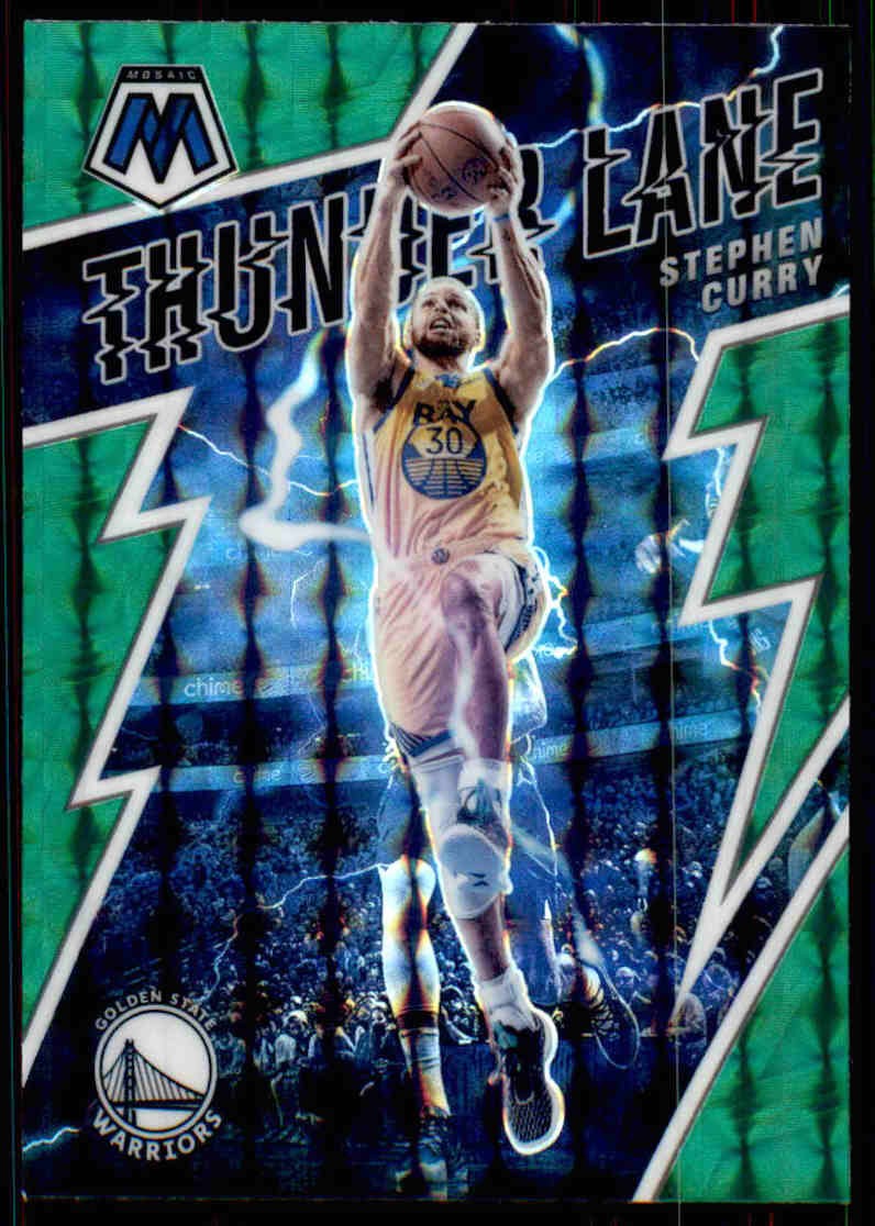 2021-22 Panini Mosaic #17 Stephen Curry Thunder Lane Mosaic Green