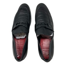 CH Carolina Herrera Loafers Mens 9 Black Leather Doma Insignia Cut Out Horsebit