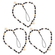 3pcs Cell Phone Lanyard Strap - Beaded Star Phone Charm Wristlet Short Hand
