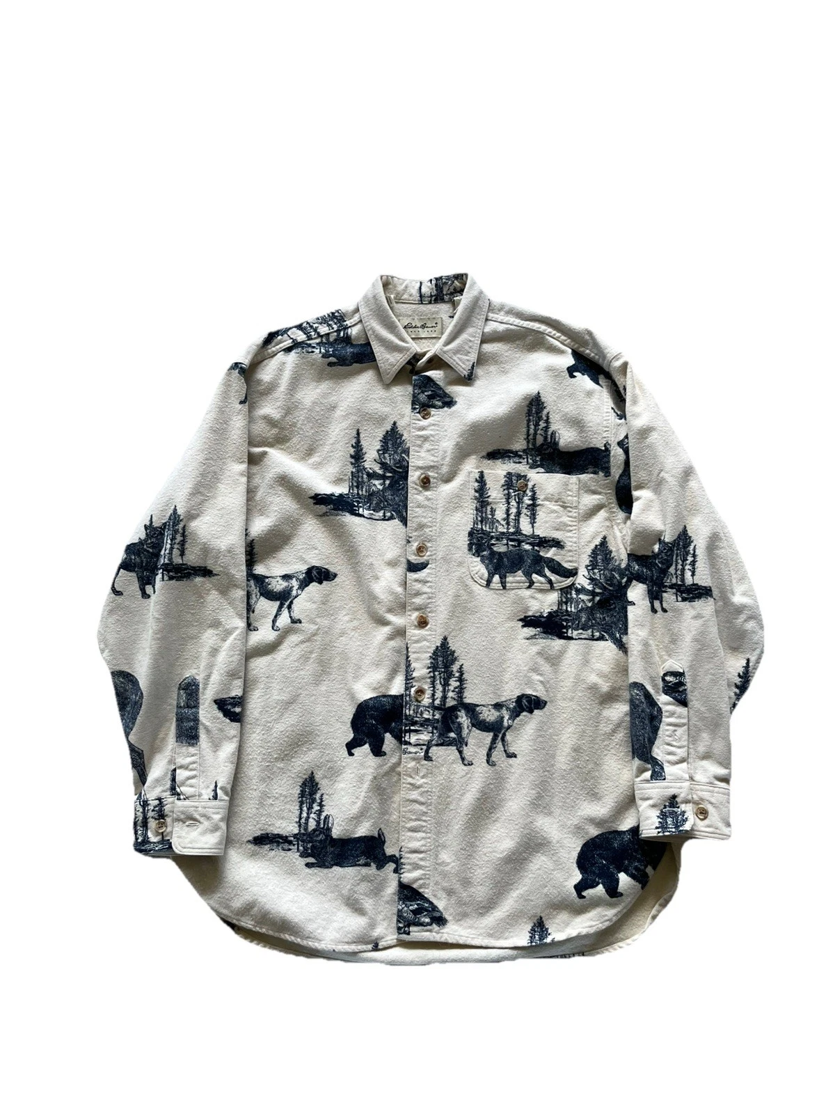 Eddie Bauer Animals Outdoor Wildlife Button Up Flannel Mens L Cream Shirt 1990's
Opens in a new wind