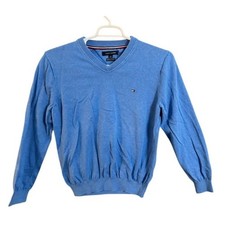 Tommy Hilfiger Mens Premium Cotton V-Neck Sweater Blue Large L Long Sleeve