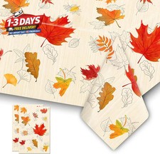 Thanksgiving Plastic Tablecloth, 2 Pack Fall Disposable Thanksgiving Tablecloths