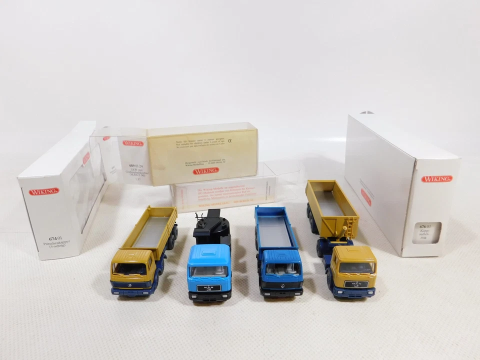 4X Wiking H0 1:87 Kipper Gußasphaltkocher 674 MB 676 689 MAN Mint+Box #ED471-0,5 - Immagine 4 di 4