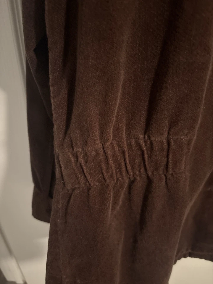 Винтажная женская военная универсальная куртка Izod XL хлопок коричневая с карманами на пуговицах - Изображение 4 из 4