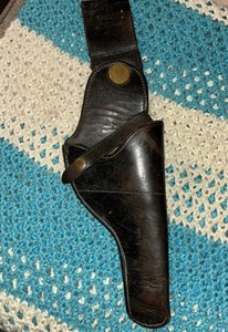 Vtg Brauer Bros Moose Brand Dark Brown Leather RH Duty Police Swivel Holster