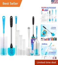 Cleaning Brush Set with Long Handle - Perfect for Narrow Bottles and Decanters