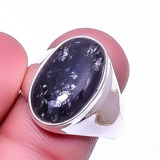 Black Rutilated Quartz - Srilanka 925 Sterling Silver Ring s.9 R7631-51 A319