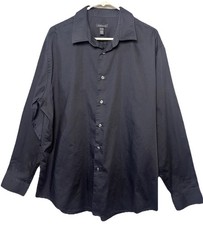 Van Heusen Shirt Mens Extra Large Black Button Up Long Sleeve 17-17 1/2