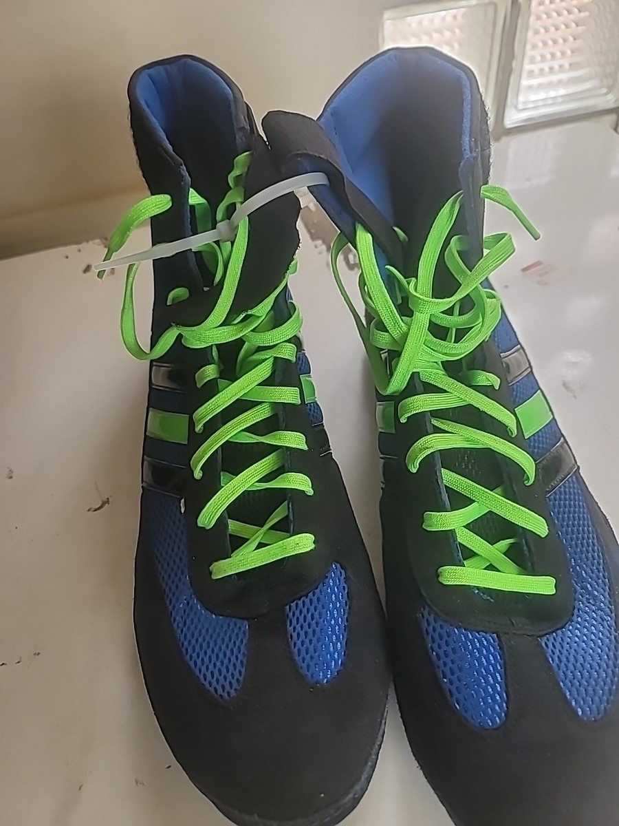 Adidas Combat Speed Wrestling Shoes Mens 15 Blue Neon Green Rare