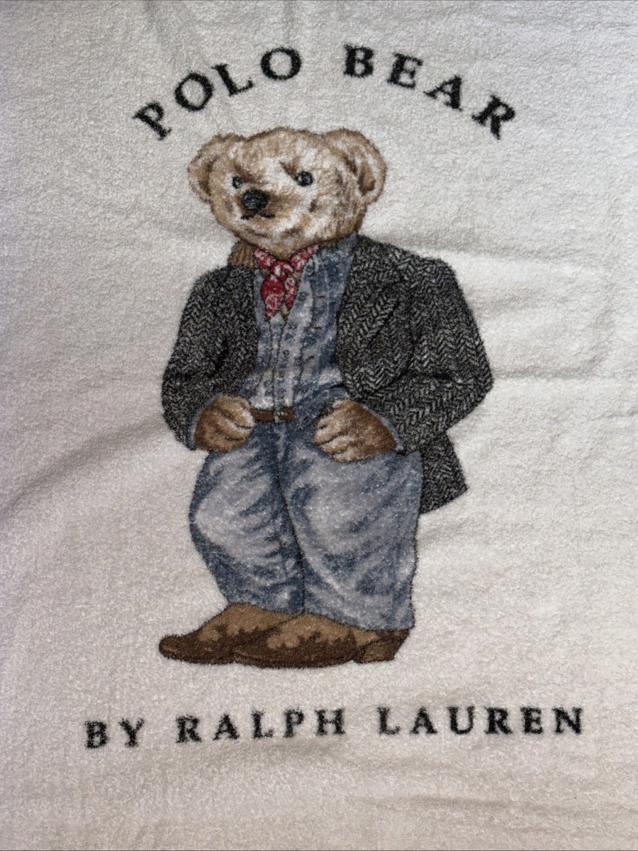 Ralph Lauren Beach Towel Polo Bear Casual Outfit Rare 67x35