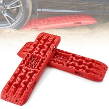 Traction Boards PP Emergency Wheel Mats for Mud Snow Sand w/ Storage Bag Red