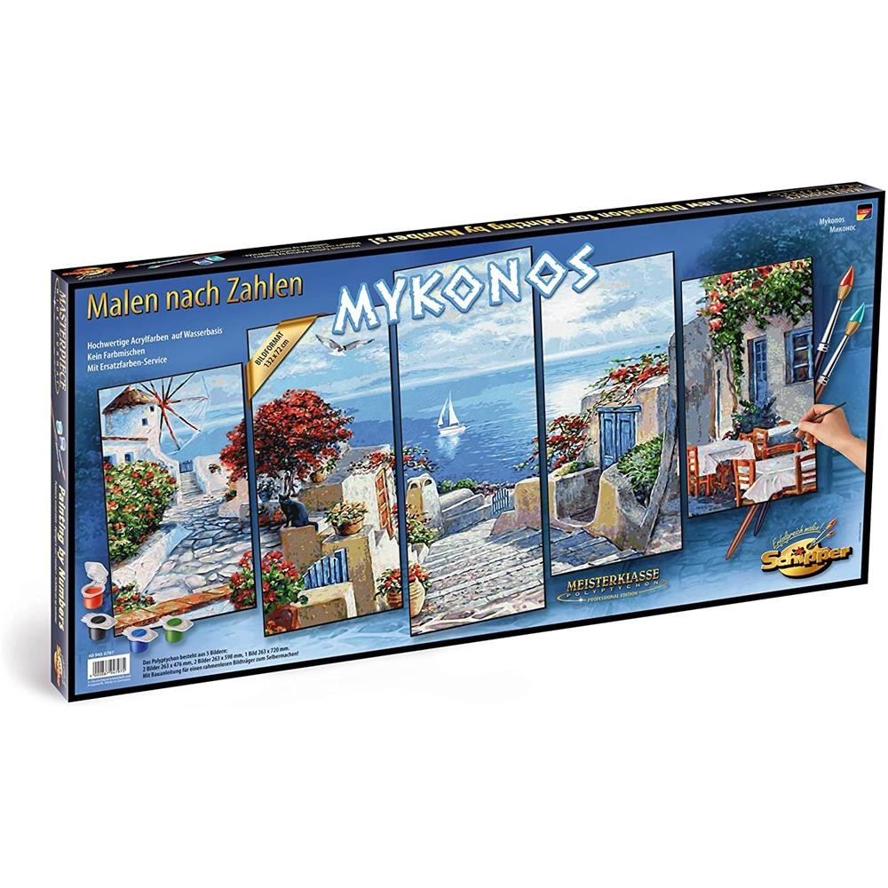 Schipper Malen nach Zahlen Mykonos 132x72 см Acrylfarben 5 Bilder Polyptychon 14490₽