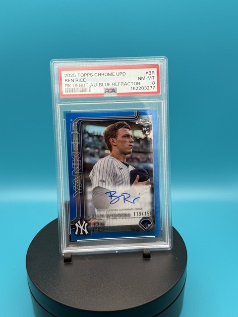 Ben Rice 2025 Topps Topps Chrome Rookie Autographs Blue Refractor