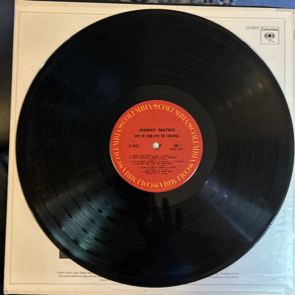 Vintage 1969 Johnny Mathis Give Me Your Love For Christmas LP Vinyl Xmas - Image 4 of 4