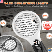 Large Magnifying Glass with Light 10X 05X 45X Illuminated Handheld Magnifier