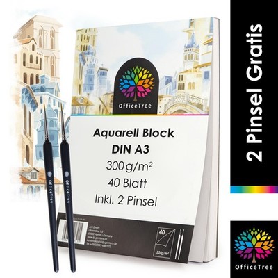 40 Blatt AquarellblockDIN A3 300g/m² 4 Aquarellpapier Zeichenblock Zeichenpapier
