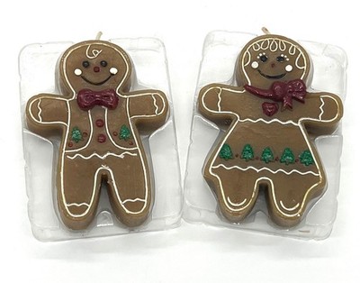 Adorable Little Ginger Bread Boy and Girl Novelty Christmas Candles 5'' x 3''