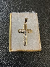 Yellow Gold Filled Jesus Crucifix Pendant Charm Two Tones