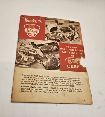 Vintage Swift's Premium ProTen Beef Advertising Card - MCM Oven Roasting Chart