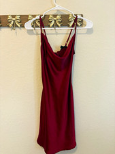 Speechless Burgundy Satin Slip Size S Adjustable Strap Bow