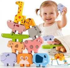 Montessori Toys for 2 3 4 Year Old Girls Boys, Wooden Animal Stacking Blocks f