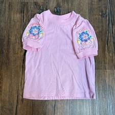 Vtg 1980's Osh Kosh B'Gosh pink puff sleeve flower tee