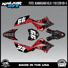 Graphics Kit for Kawasaki KLX110 KLX110R/RL (2010-2024) Revolt Series - Red