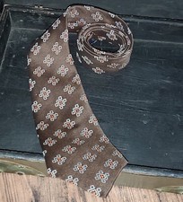 Secundum Artem Brown Orange Tie Made In USA Vintage *22