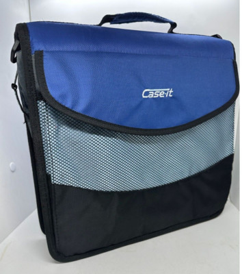Case Notebook Folder Trapper School Handle 3 Ring Blue Pockets