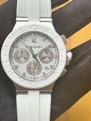 New Bulgari Diagono Chronograph White Rubber Strap Ladies  display picture 1