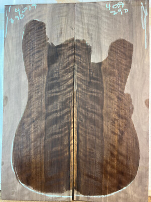 super curly black walnut drop top lam top for electric guitar 20.2 x 7.5 x 0.28
