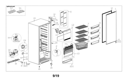 KENMORE CERNIERA PORTA SUPERIORE CONGELATORE 21 PIEDI CU CON INSERTO 1223100007361 PS16559490 - Foto 6 di 7