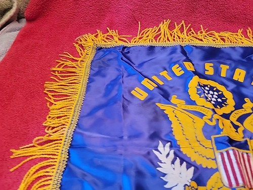 United States Army Satin & Fringe Purple Pillow Cover WW2 - Picture 6 of 12