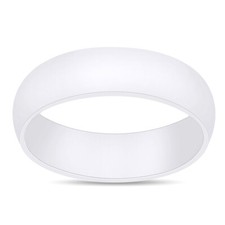 6MM Plain Flat Wedding Band Ring In 14K White Gold Plated Silver For Women's